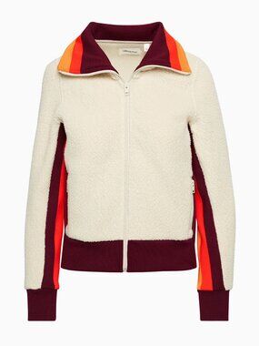 Wilfred Free Smokey Zip-Up, Collared Fleece Raglan Sleeve Retro Zippered Jacket,